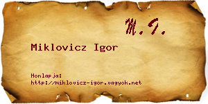 Miklovicz Igor névjegykártya